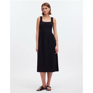Madewell Knit Tank Midi Dress Black Minimalist Casual A Line Cotton Flowy S‎ NWT